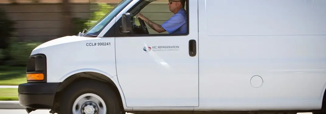 KIC Refrigeration service vehicle serving DeKalb area